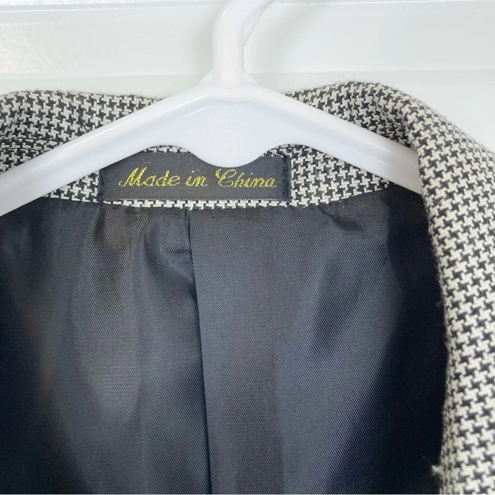 Circle S Western Sport Coat Plano Donegal‎ Jacket Black White Houndstooth 46 R - Picture 8 of 9